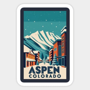 A Vintage Travel Poster of Aspen - Colorado - US Sticker